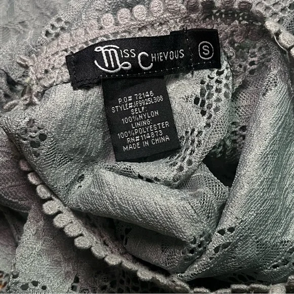 Miss Chievous Lace Lined Peplum Top Sage Green Size Small - Picture 6 of 8